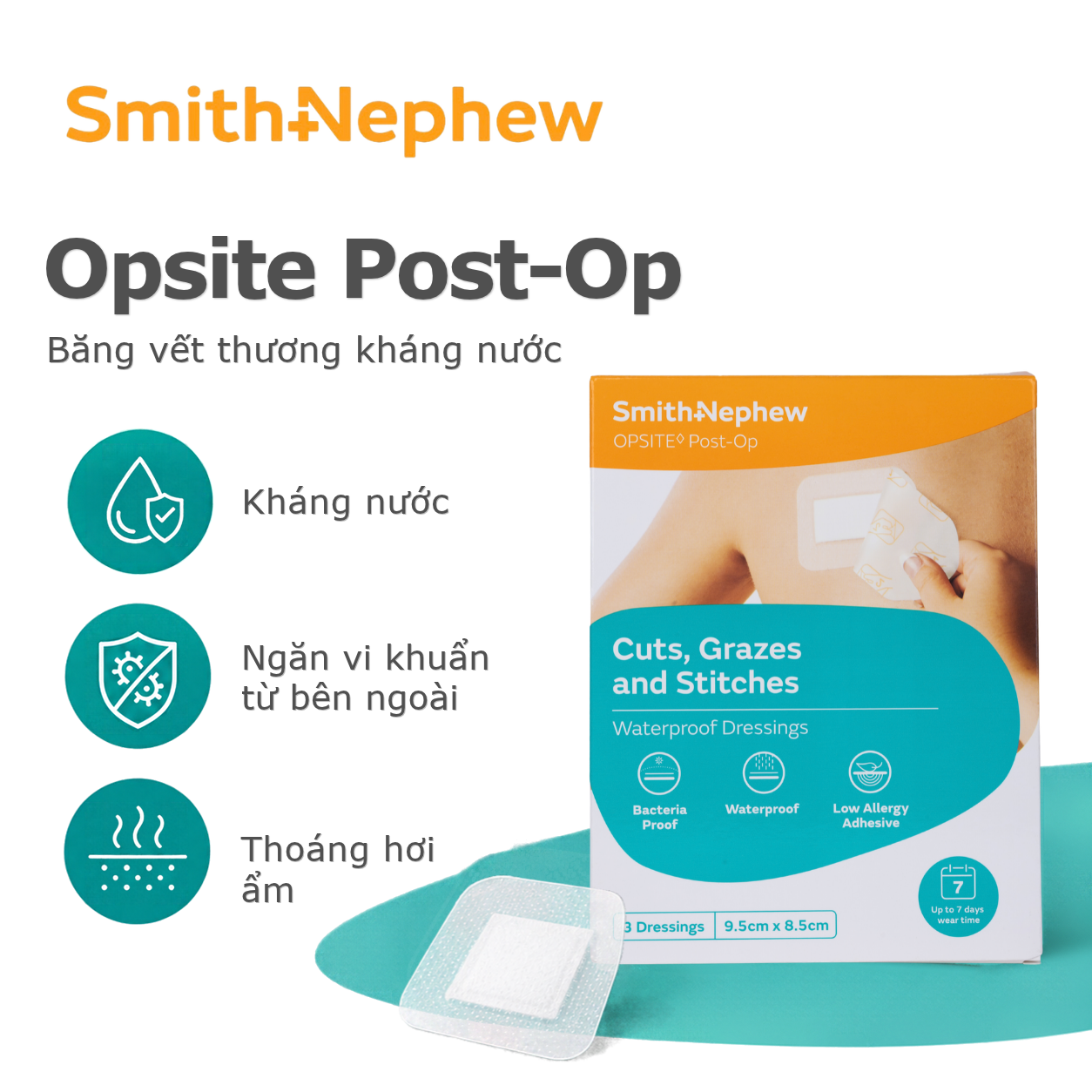 Băng vết thương kháng nước OPSITE POST-OP Smith+Nephew