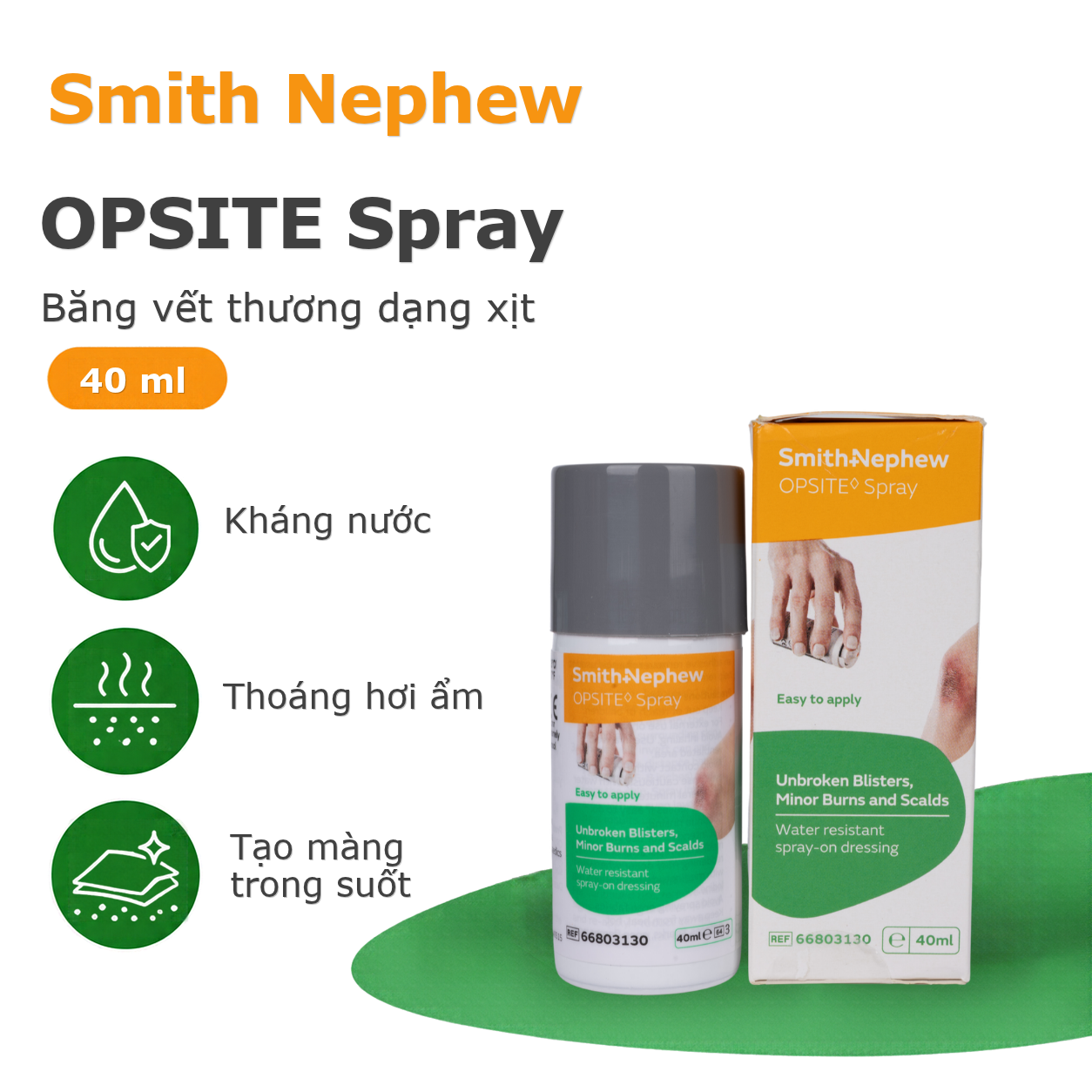 Băng vết thương dạng xịt kháng nước OPSITE SPRAY Smith+Nephew 40 ml